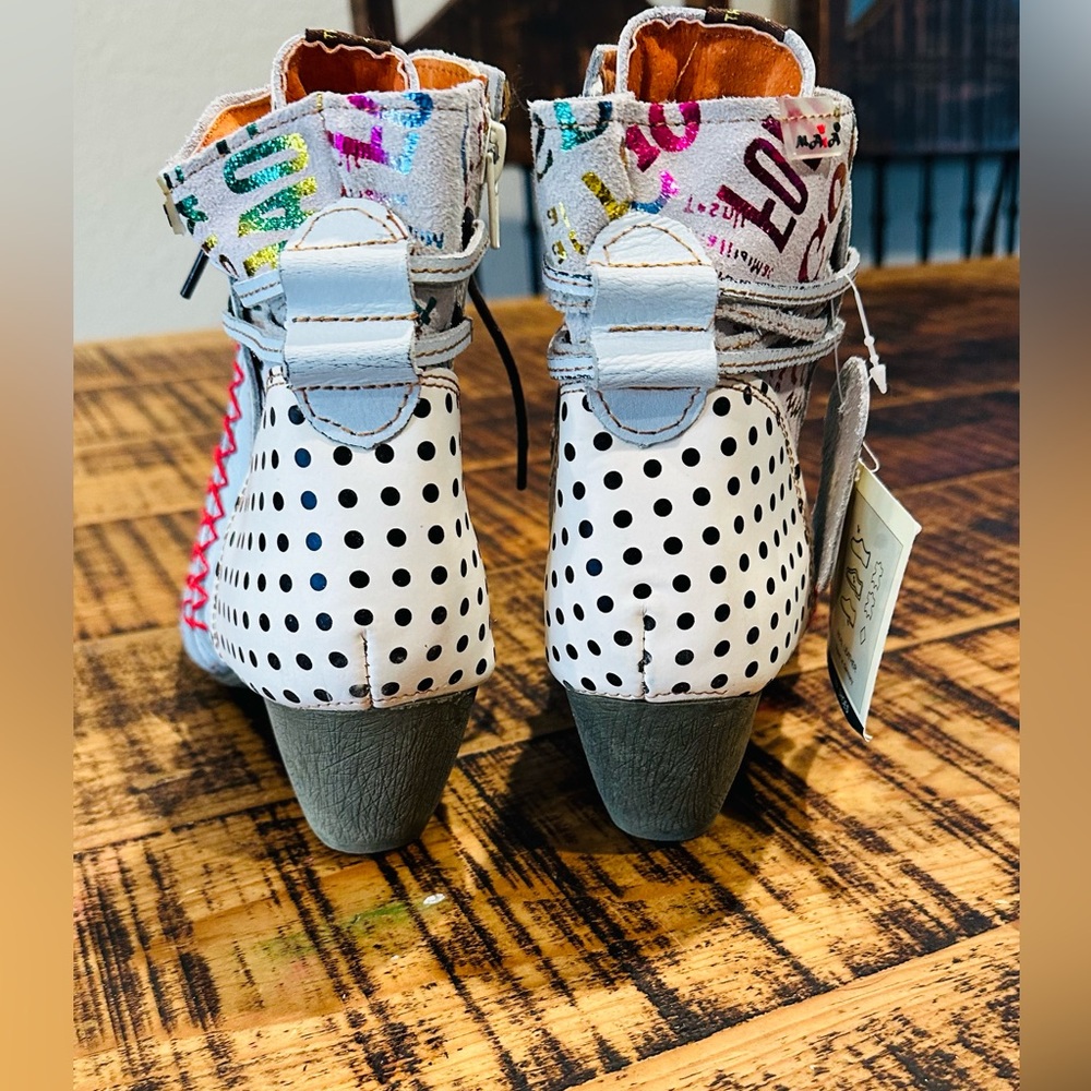 MAIA TMA EYES RETRO POLKA DOT LEATHER BOOTIE WOMENS SZ 8 1/2 / US 40 NWT - Picture 11 of 12